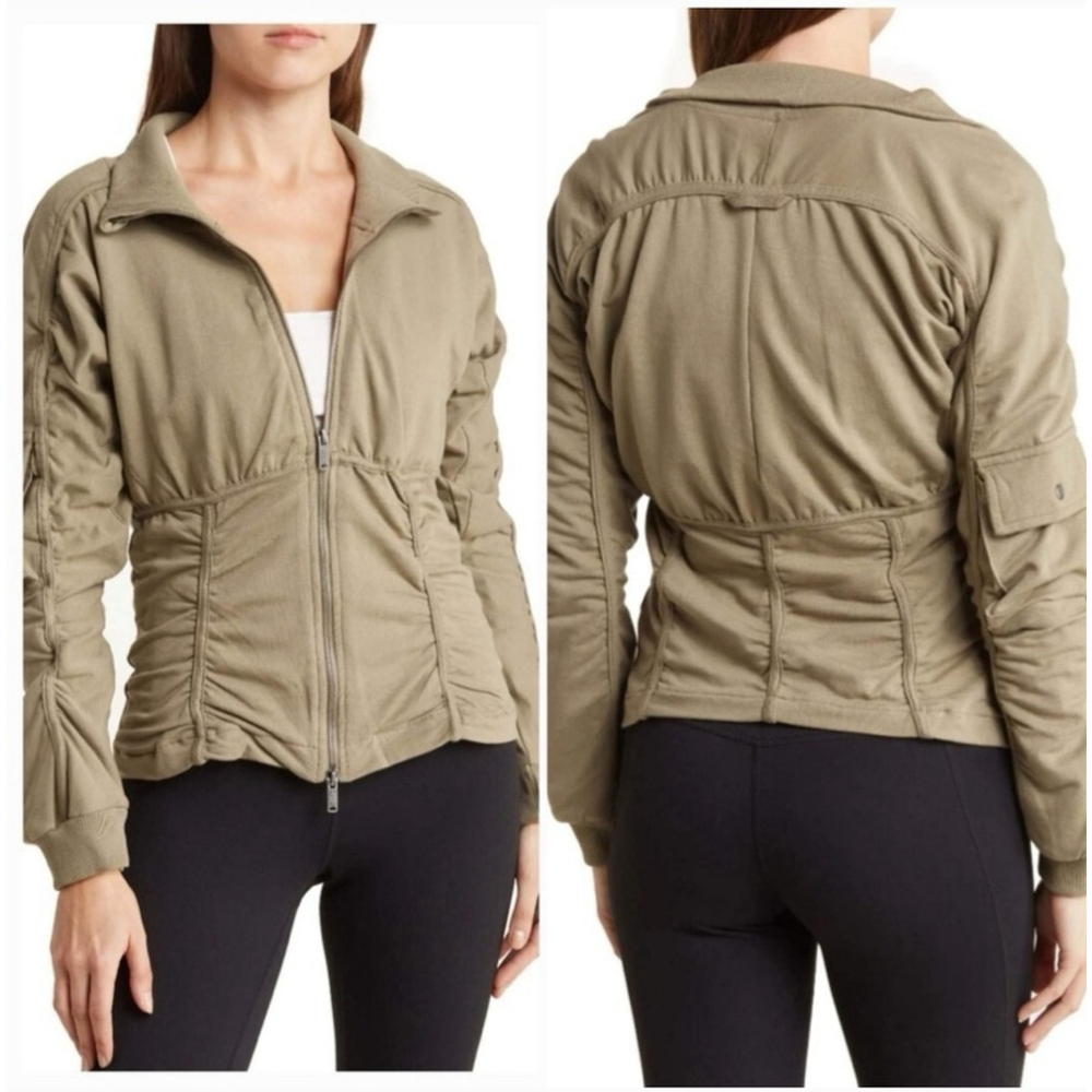 Free People Foundation Jacket – Olive Green, Size Medium
